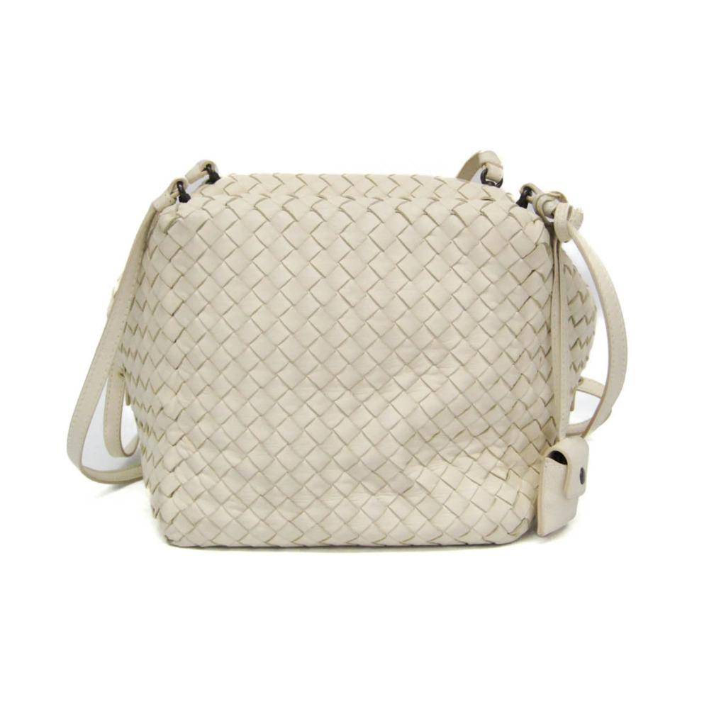 BOTTEGA VENETA White Leather Intrecciato Shoulder Bag